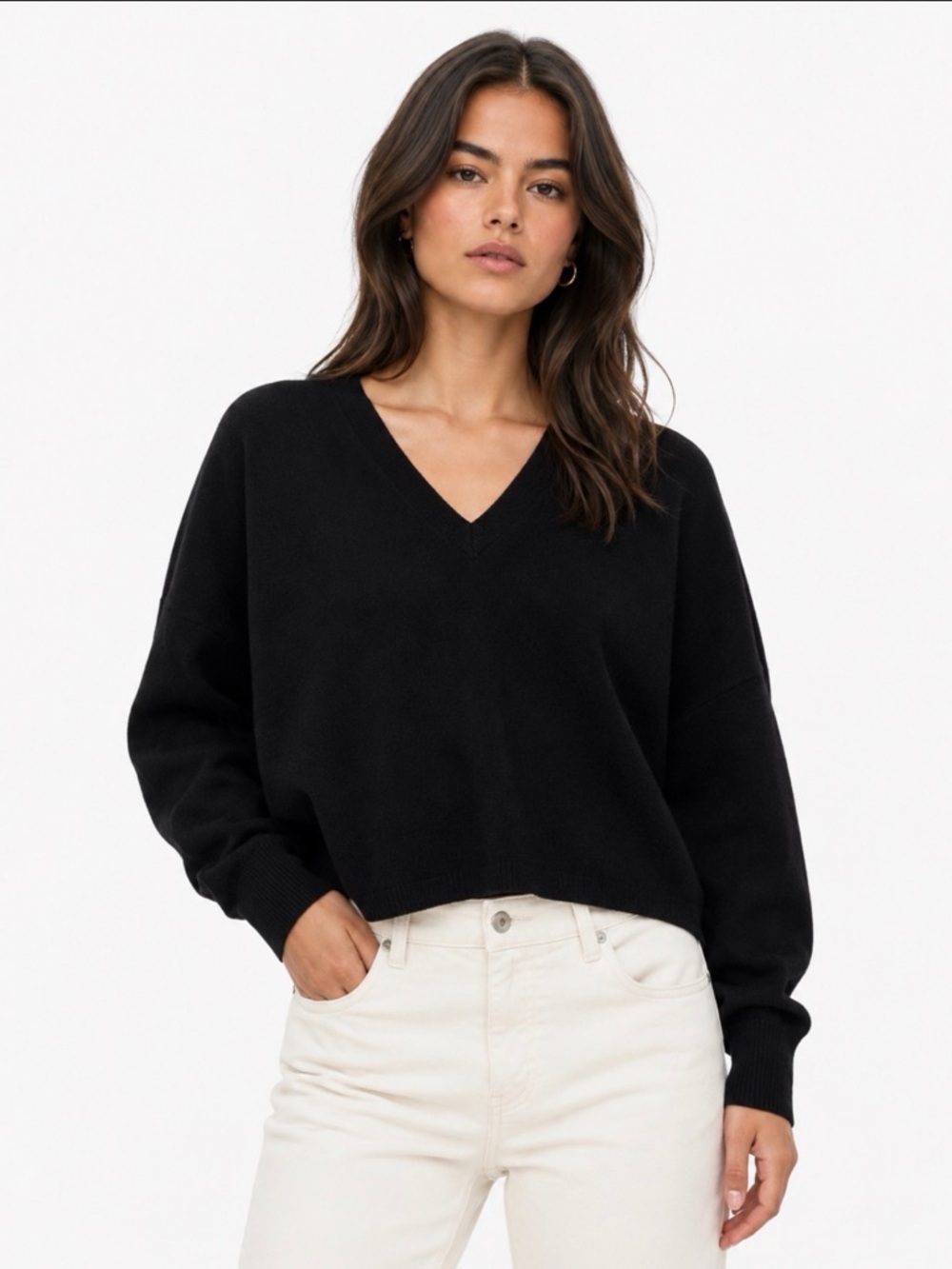 ❌Sold❌ Kit + Ace Black Merino Blend V Neck Sweater Size XS